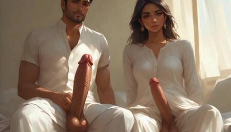 Old Father in law and step son hardcore sex with her step daughter Tejaswini bhabhi thresome and foursome gangbang video