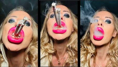 Close up Smoking 2 at once Eve 120 & marlboro red