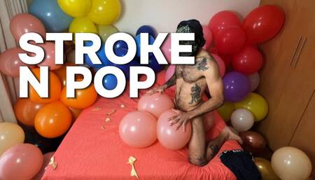 LOONER BLOWS and POPS BALLOONS while STROKING his cock