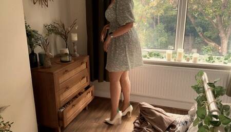 Upskirting the Hot Housewife Whilst Cleaning - Sexy Stockings & Gorgeous Legs