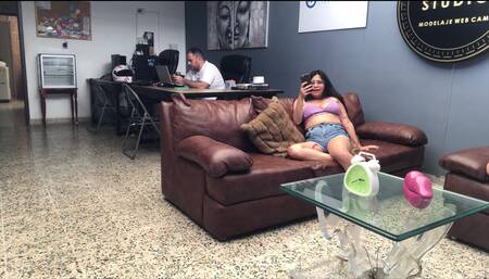 Horny Girl Masturbating in the office with her boss.