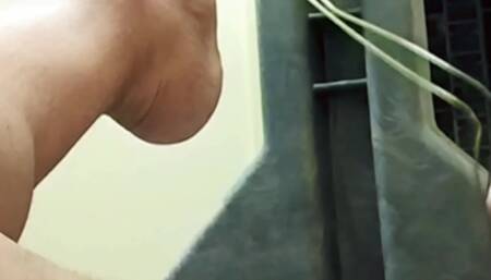 Trying not to scream in public during massive burning orgasm with self masochism with my feet