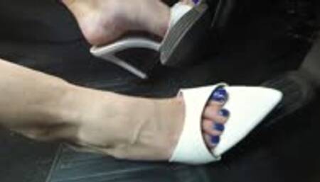 Woman Drives Hard in Mules!! Side View