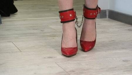 Dipping and Feet play in classic High Heels when my Legs is Bondage