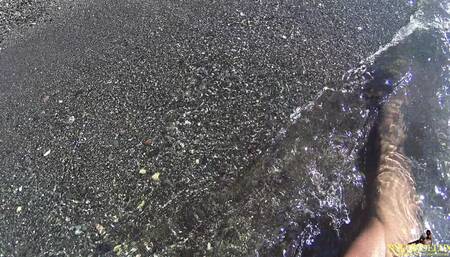 Wet Tulle Dress and Nylon on the Beach