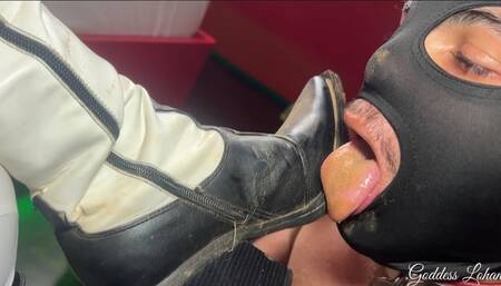 Goddess Lohan - Clean My Muddy, Filthy Boots with Your Worthless Pig Tongue - HD