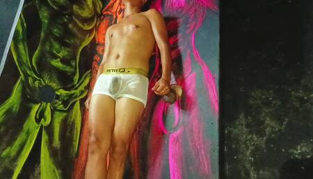 Latino finds a cock on the wall and I can't stand the urge to pump his milk