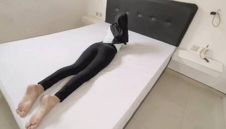 EPS. 3 - Beautiful Sexy Hijab Assistant Playing Mobile Phone in Employer's Room in Malaysia