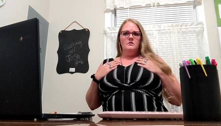 Your teacher gives you JOI in her office and reveals you got her pregnant!