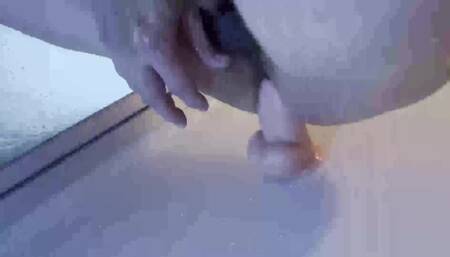 63-year-old Japanese man masturbating anally in the bathroom