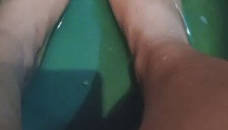 Playing with my feet in the water