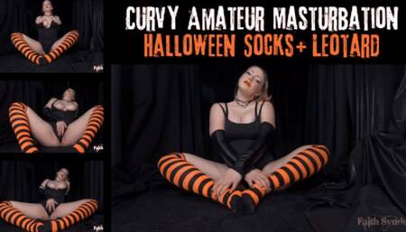 Curvy Amateur Masturbation Halloween Socks + Leotard - mp4