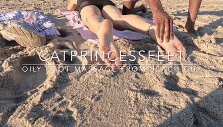Young hot guy at beach oils up my feet, legs, and back, got so carried away, we got washed away by a wave, size 9 sexy milf feet, public!
