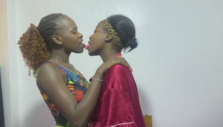 Vilma and fawn kissing in a deep kiss