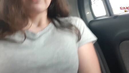 Horny Teen Masturbates in Real Public Uber