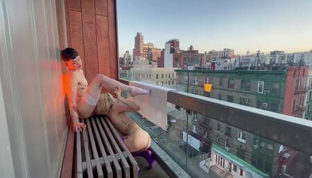 Crazy Public Orgasm on Highrise Balcony