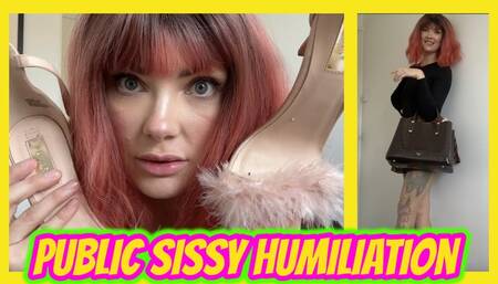 Public Sissy Humiliation Panty Exposure and Obedience