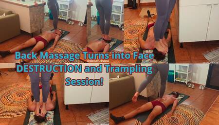 Back Massage turns into Face destruction and Trampling Session! - Bellafussara