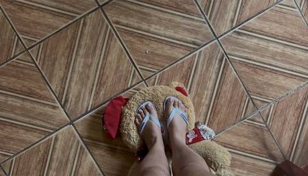 Barefoot & Slippers CRUSH! 62kg Tramples Giant Teddy Bear!