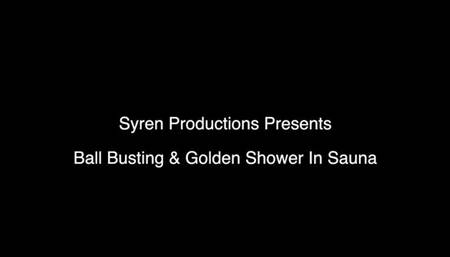 Ball Busting And Golden Shower In The Sauna (1080p)
