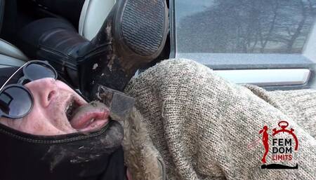 Slave licks muddy shoes as reward