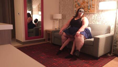 SSBBW FemDom Punishes Sub on Leash