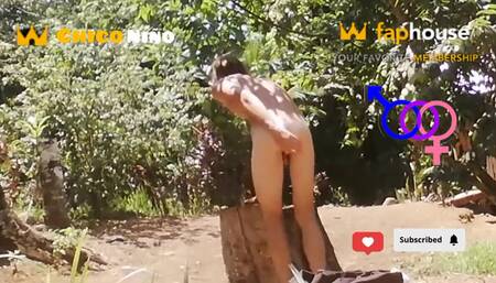 Skinny Young Man Penetrates His Nice Ass Outdoor Part 1