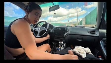Stranger helps Curvy Latina w Big TITS, with the car if she gives him a delicious blowjob and handjob