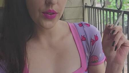 Goddess D Cheerleader Barbie Smoking Marlboro Light 100 in Tight Dress