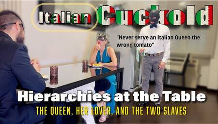 GEA DOMINA - HIERARCHIES AT THE TABLE: THE QUEEN, HER LOVER AND THE TWO SLAVES (Italian cuckold)