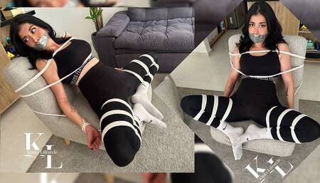 You left Simona ChairTied in her Black Leggings and White Crew Socks