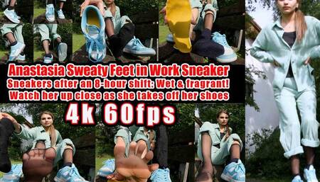 4K 60 fps | Anastasia's seductive world - Barefoot, in Nylons or Socks! In this breathtaking video, she shows you her worn-out Nike Dunks, which she wears for hours at work as a waitress