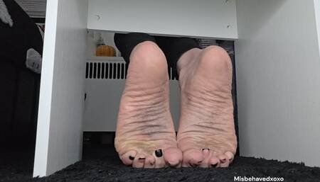 You are nothing but a total foot loser virgin locked in a chastity where you belong. This is the only view foot freaks like you deserve. Being on the ground staring at my filthy soles.