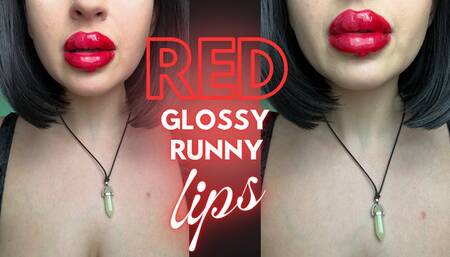 Red Glossy Runny Lips