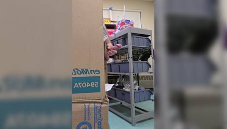 Coworker caught jerking cock ending in thick cumshot