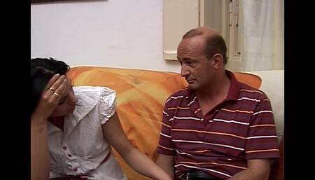 Taboo Sex of a Brunette Teen and Her Old Stepfather