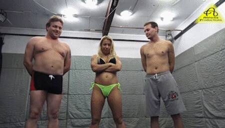 Princess Nikki vs Balazs and Potter wrestling