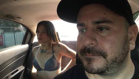 My friend masturbates in my car inciting me to fuck.