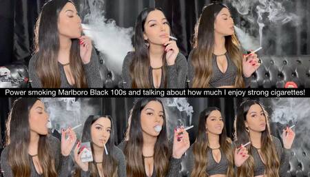 Power smoking Marlboro Black 100s and talking about how much I enjoy strong cigarettes!