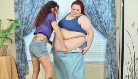 Too Fat For My Pants - Skinny Girlfriends Help Me Get Dressed *WMV*