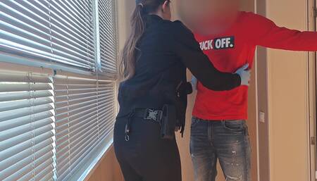 This bitch from the airport security was fucking around a lot, so I fucked her in mouth and pussy, rough and hardcore