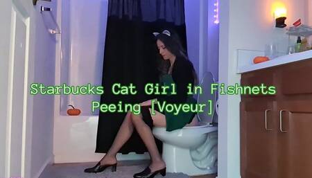 Starbucks Cat Girl Sage Eldritch in Fishnets Peeing [Voyeur] SD