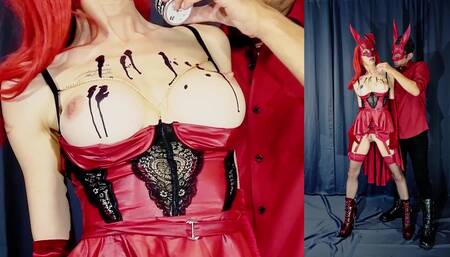 Halloween Costume Video part 1 - Hot wax on hot tits