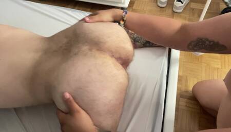 Threesome of Fat Men Fucking Bareback Until They Are Covered in Cum (part 1)