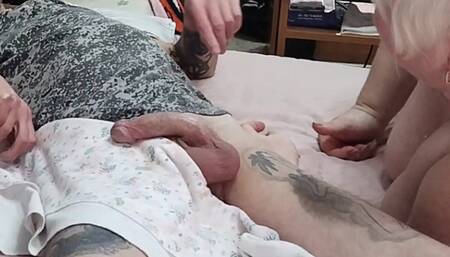 My mother-in-law helps me cum by giving me a blowjob