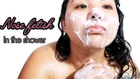 Nose fetish in the shower