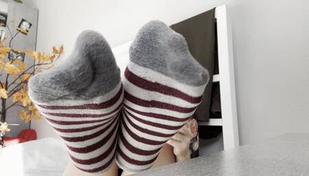 Socked feet tease!