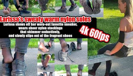 4k 60FPS | Larissa's Stinky Sneakers, let yourself be enchanted by her worn-out favorite sneakers and her wafer-thin, sweat-soaked nylon feet!