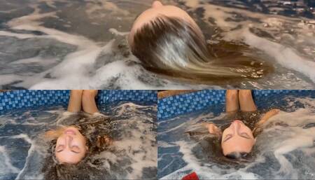 Nastya and Chloe dip their heads and hair into the water (custom video)