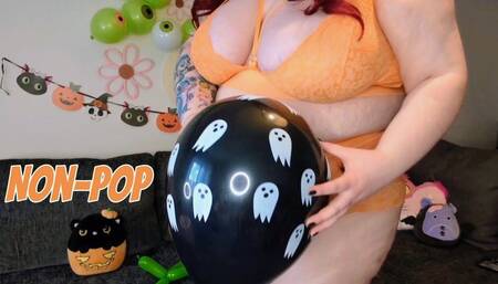Pumpkin Spice Looner (NON-POP): BBW Daisy inflates and caresses Halloween balloons